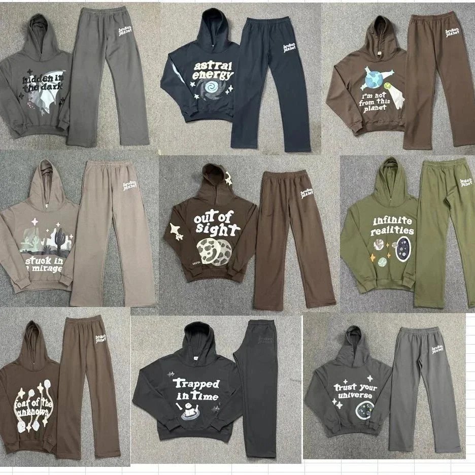 Broken Planet Hoodie and Jogger Set Multicolor Cosmic Graphic Streetwear
