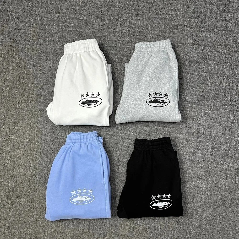 Graphic Hoodie Sweatpants Set Light Blue Black Gray White Casual