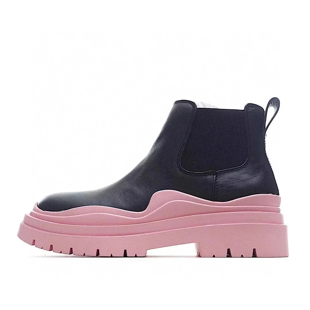 Unbranded Boots Chelsea platform lug with contrast sole — Black powder (middle side)