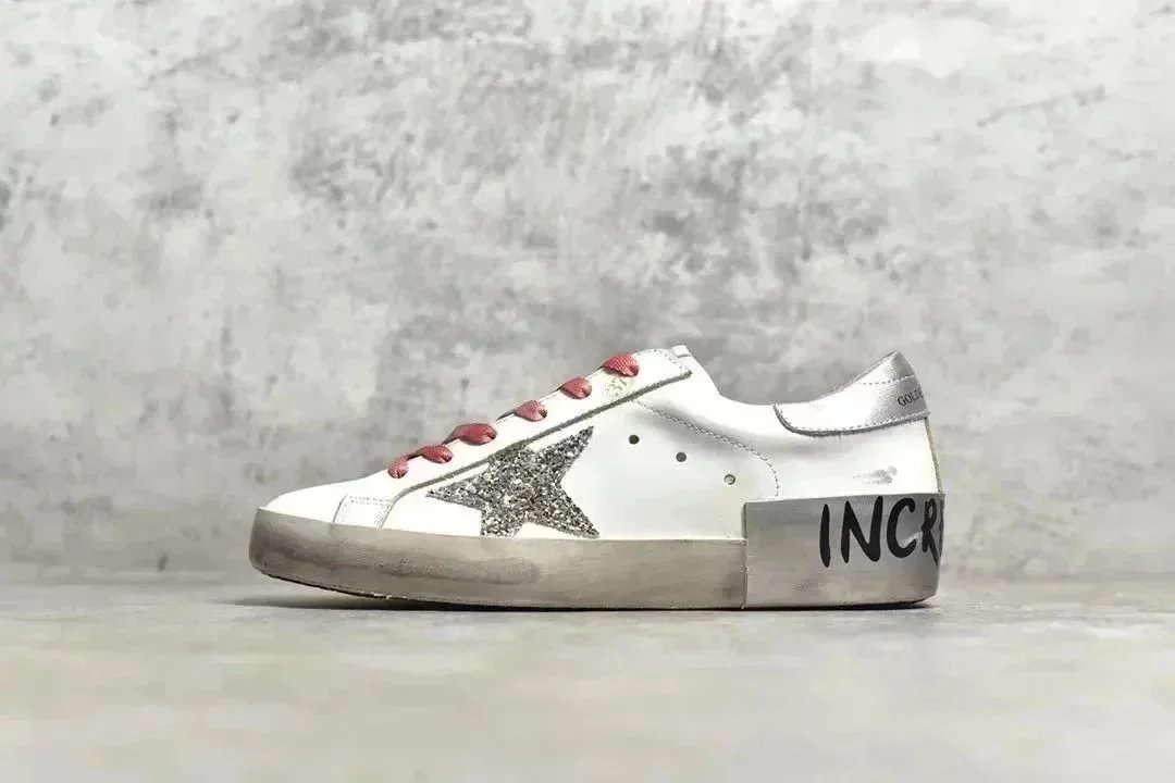 Golden Goose Sneakers Super-Star star-detail — GGDB diamond stars/silver-tail graffiti