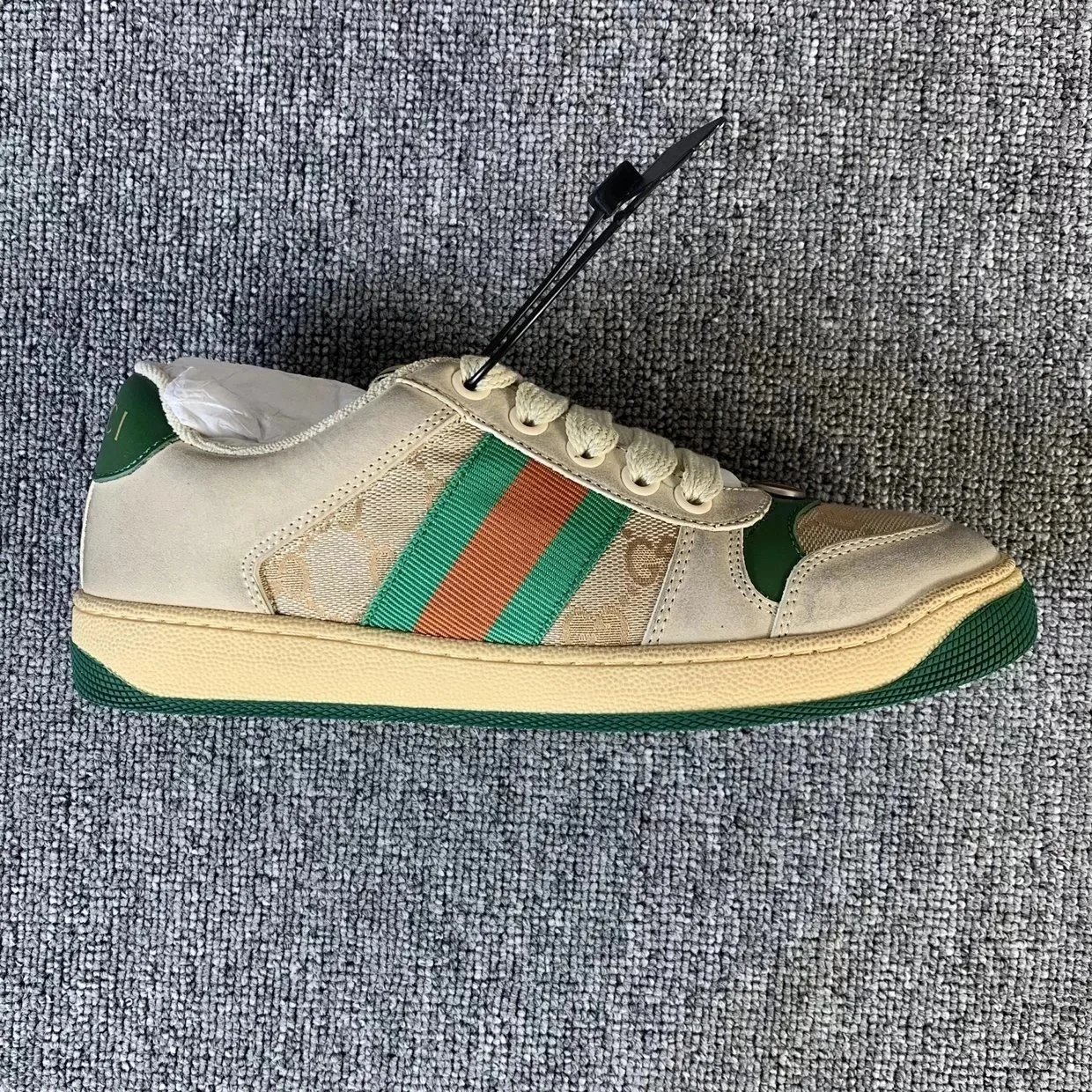 Gucci Ace Beige Green Red Web Striped Sneakers