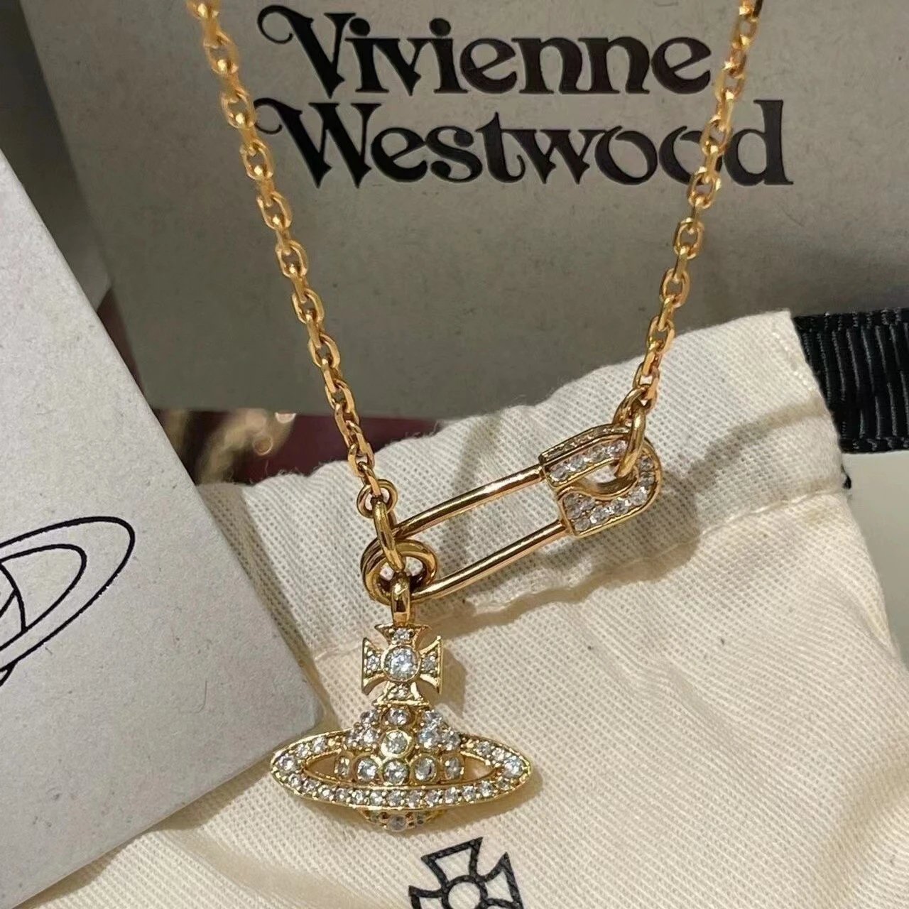 Vivienne Westwood Silver Crystal Orb Pendant Necklace