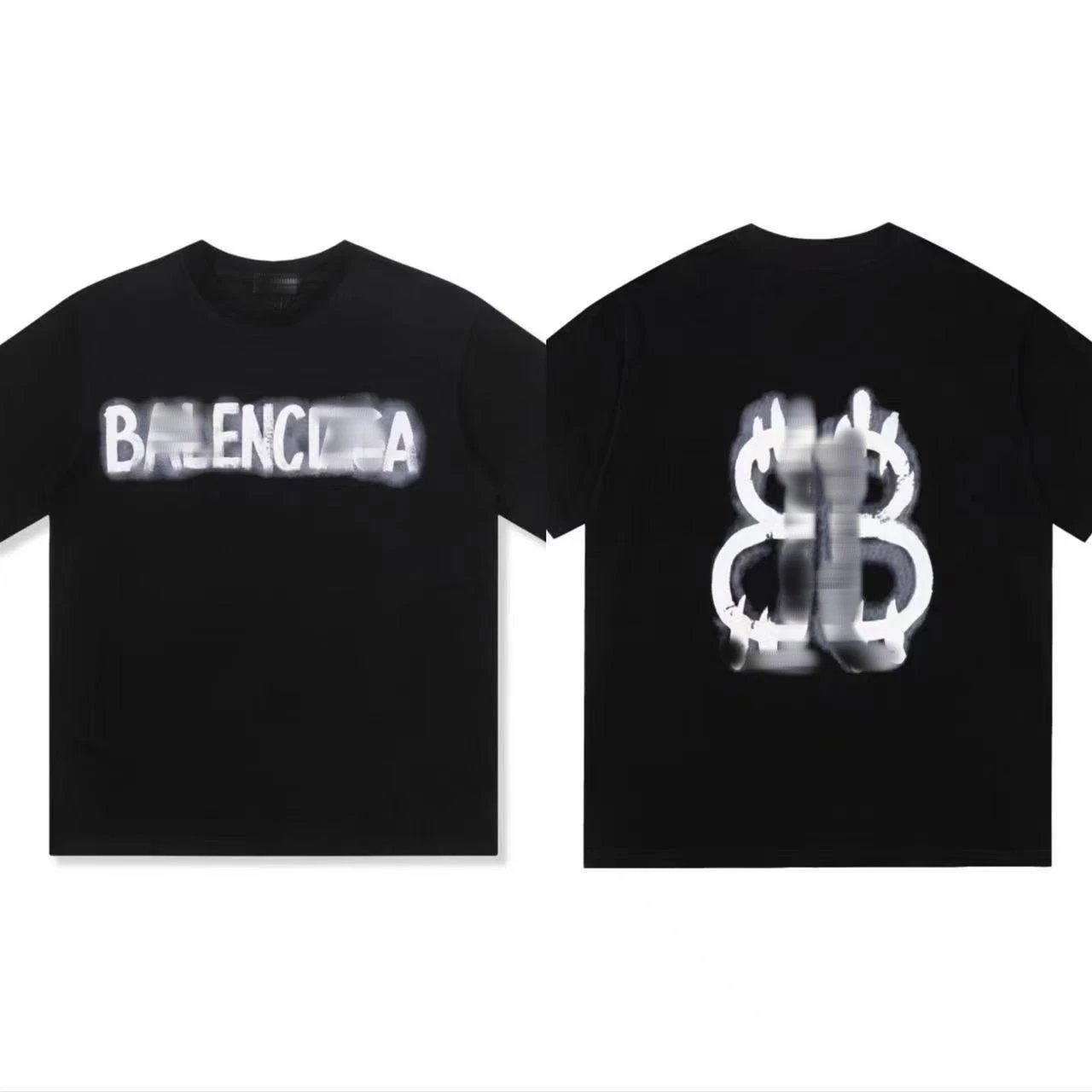 Balenciaga Logo Print Black White Graphic T-Shirt