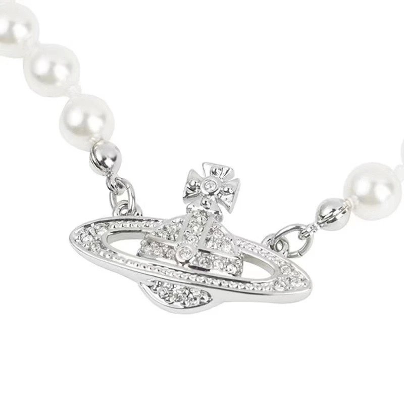 Vivienne Westwood Pearl Orb Silver Classic Necklace