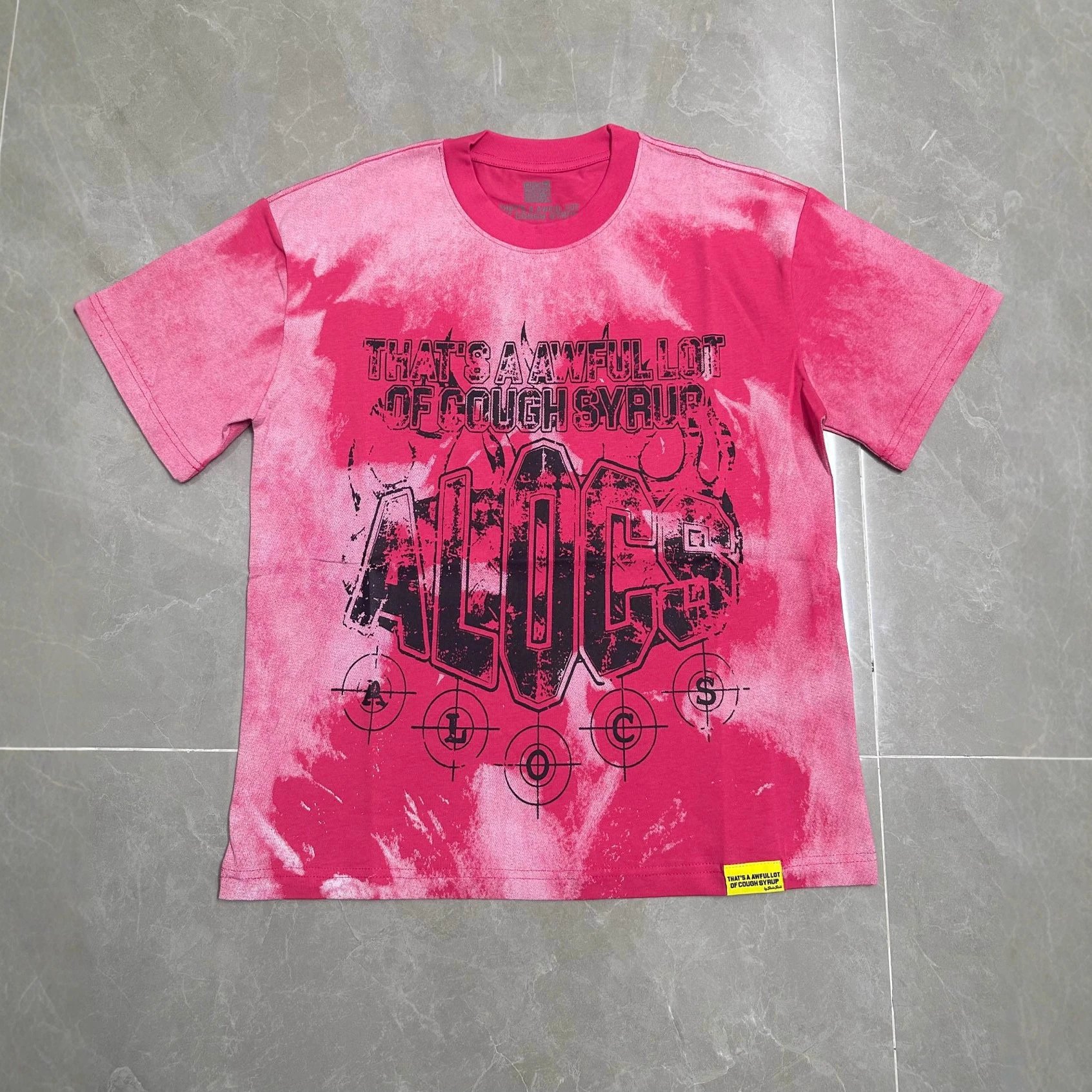Alocs That's A Awful Lot Of Cough Syrup Pink Tie Dye Graphic T-Shirt