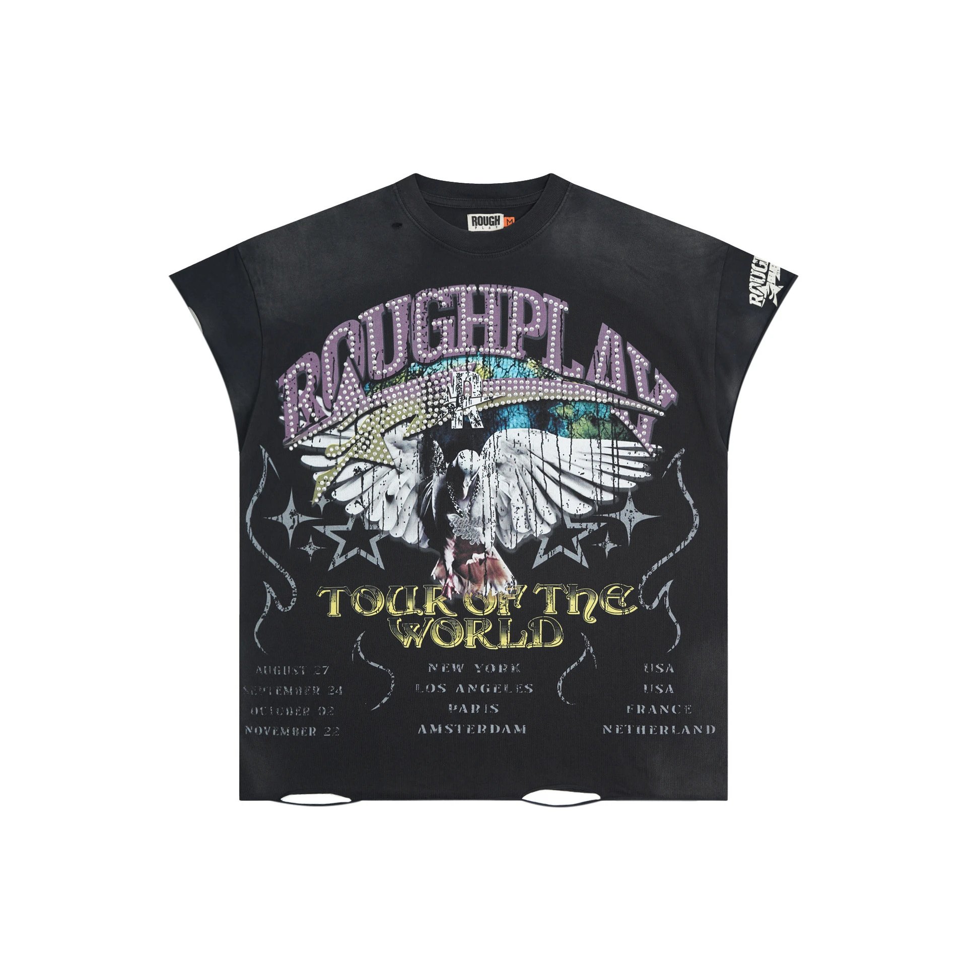 Rough Play Tour Of The World Black Graphic Tee