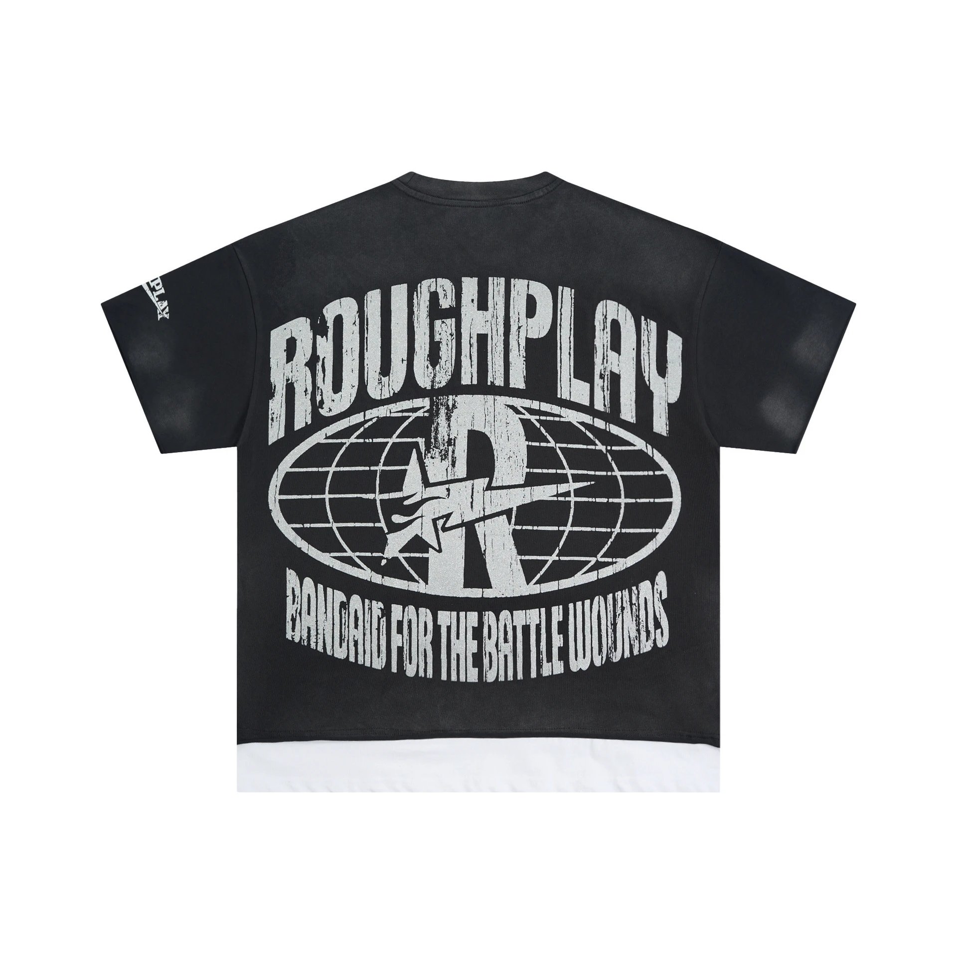 Roughplay Bandaid For The Battle Wounds Black Graphic Oversized T-Shirt
