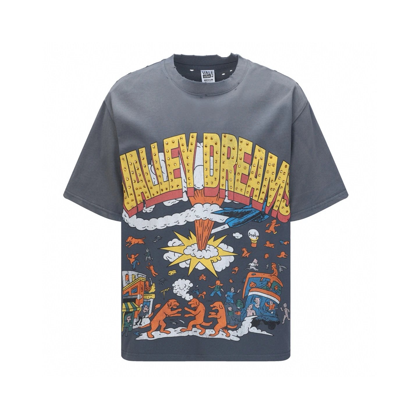 Valley Dreams Gray Graphic Print Streetwear T-Shirt