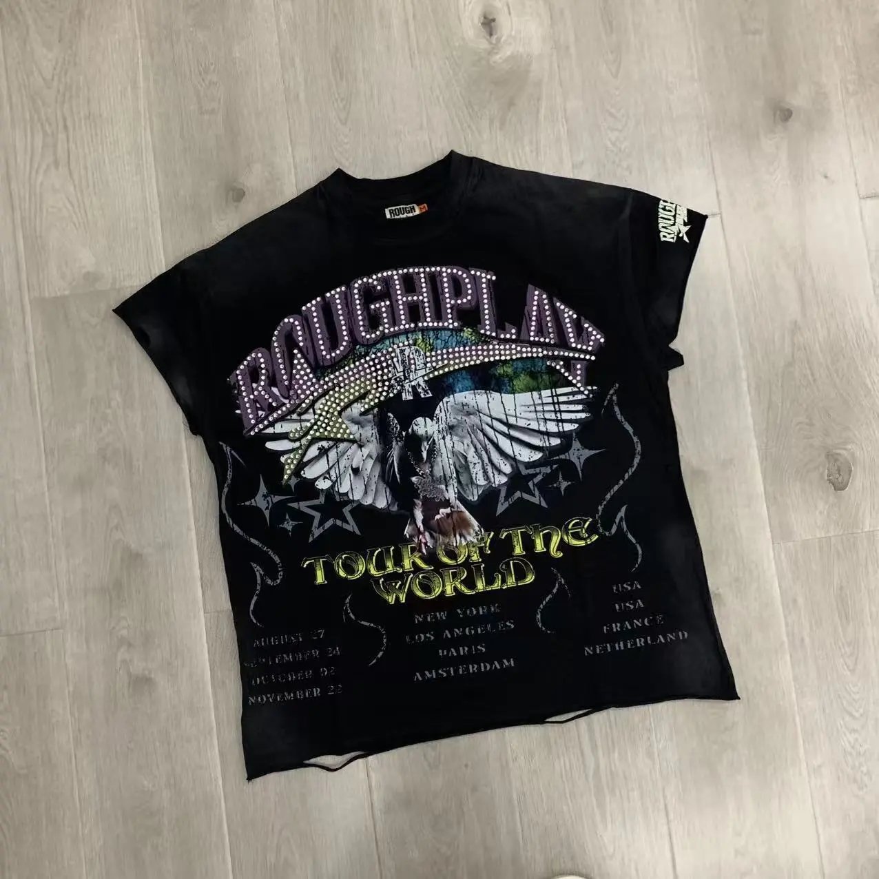 Rough Play Tour Of The World Black Graphic Tee