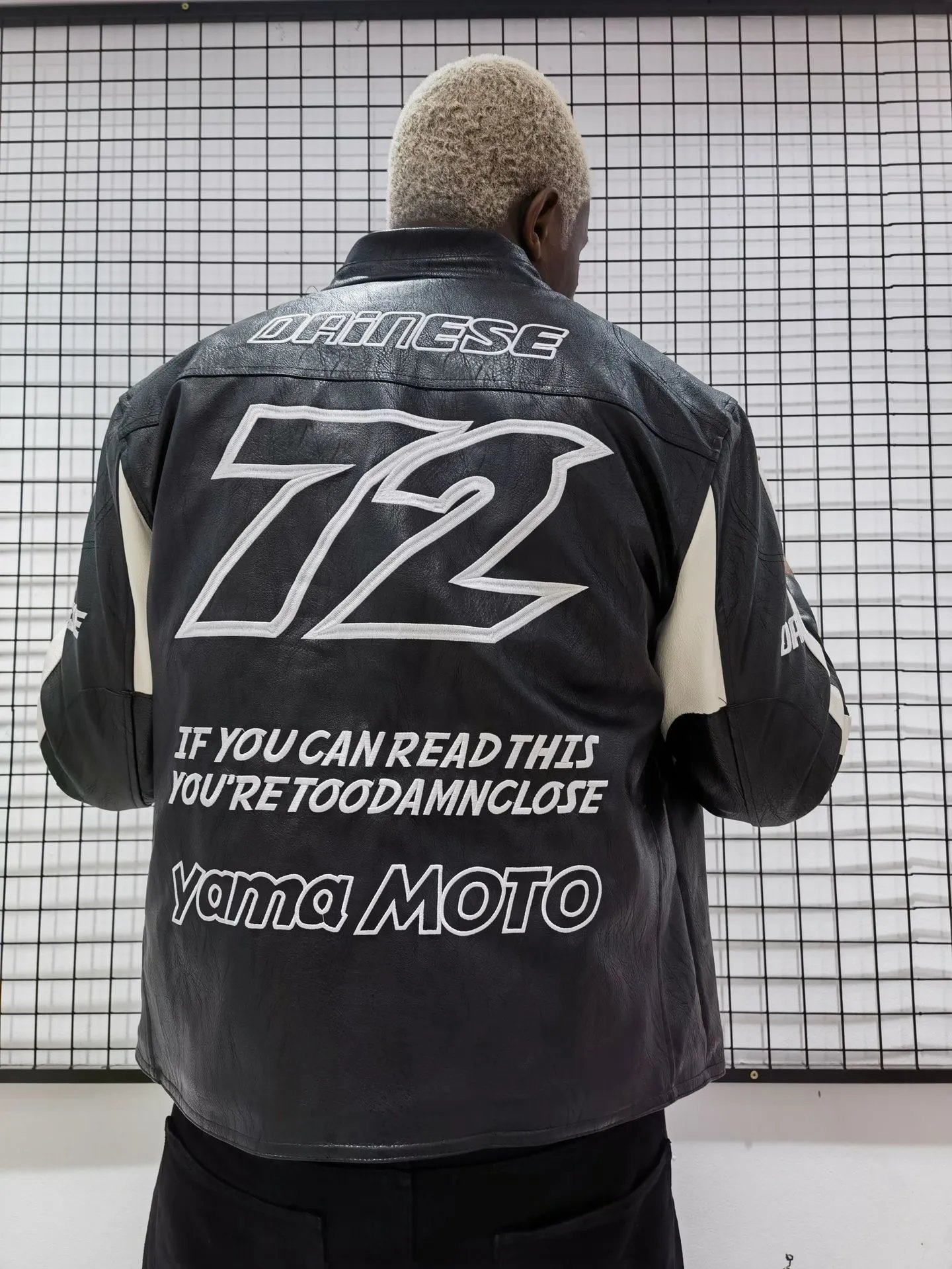 Dainese 72 Black White Racing Leather Jacket