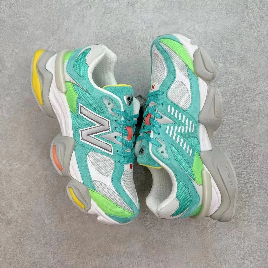 New Balance 9060 Teal Lime White Chunky Sneakers