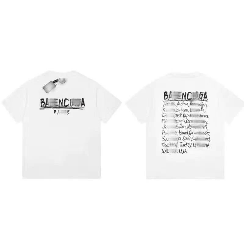 Balenciaga Logo Print Black White Graphic T-Shirt