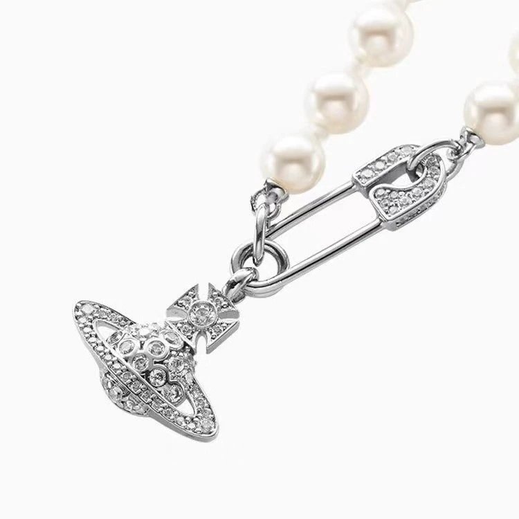 Vivienne Westwood Pearl Orb Pendant Necklace Silver