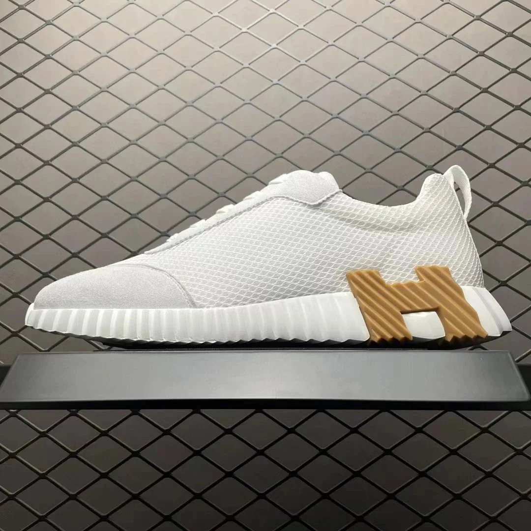 Hermès H-Ride White Beige Mesh Sneakers