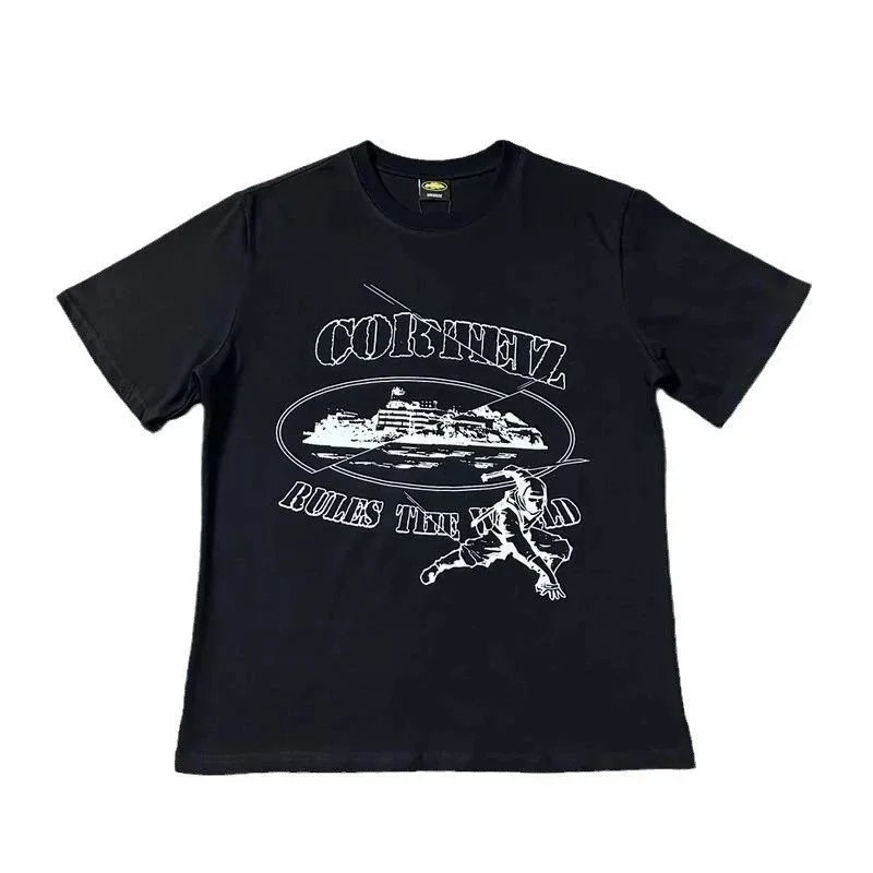 Cortez Graphic Print Black Streetwear T-Shirt