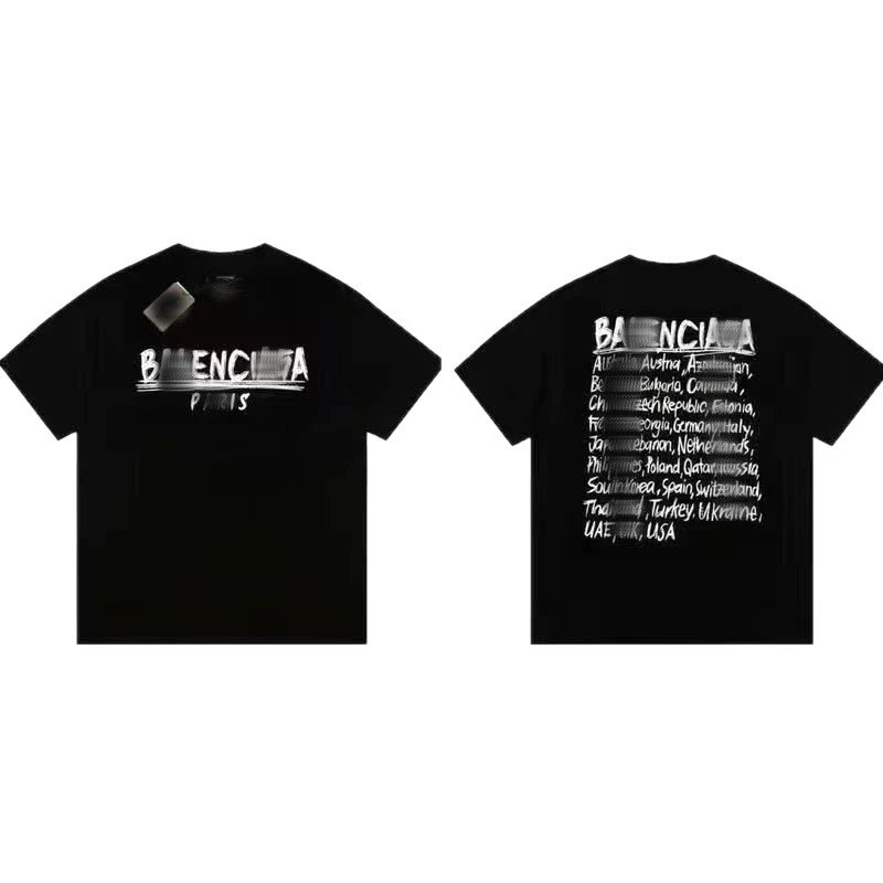Balenciaga Logo Print Black White Graphic T-Shirt