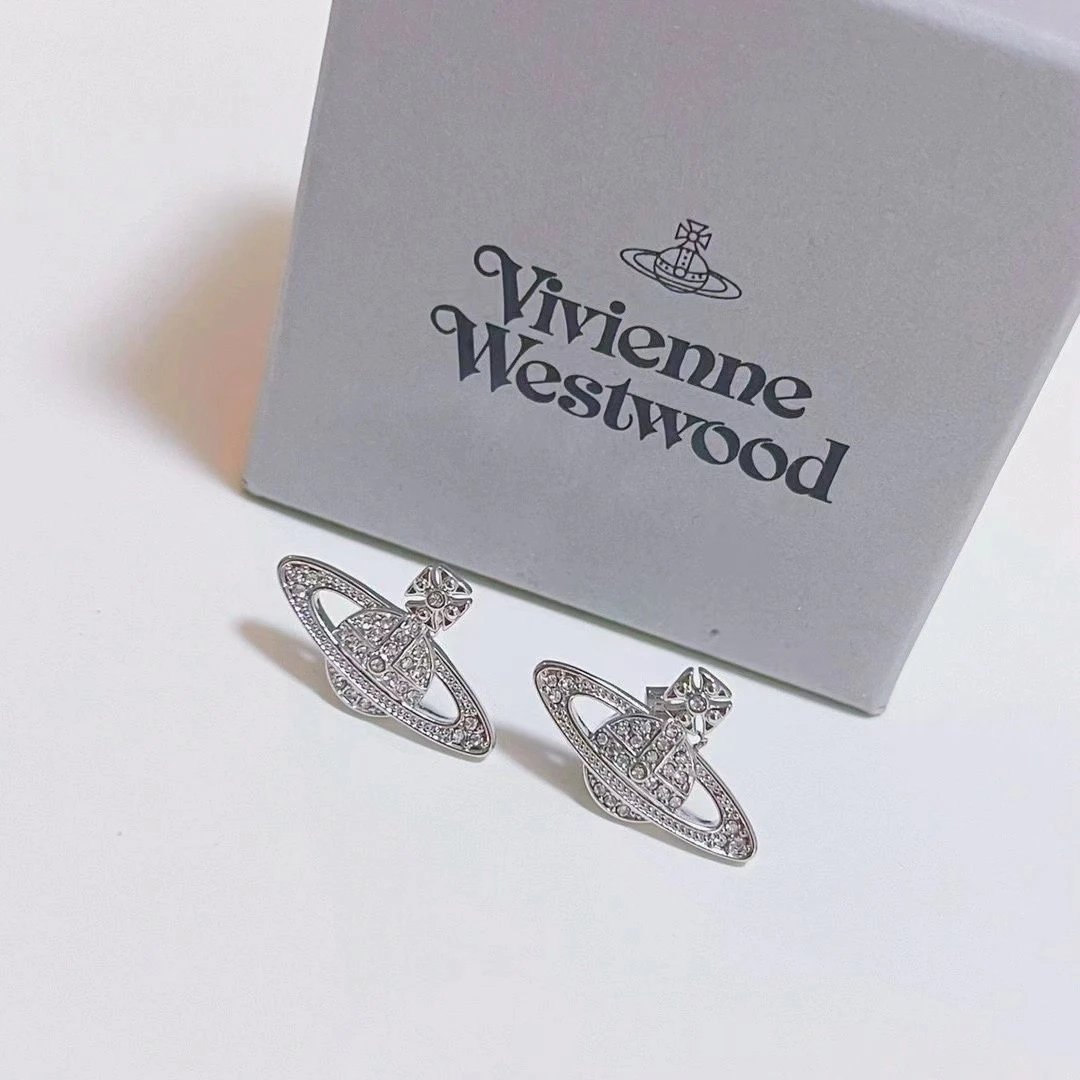 Vivienne Westwood Orb Silver Crystal Punk Earrings