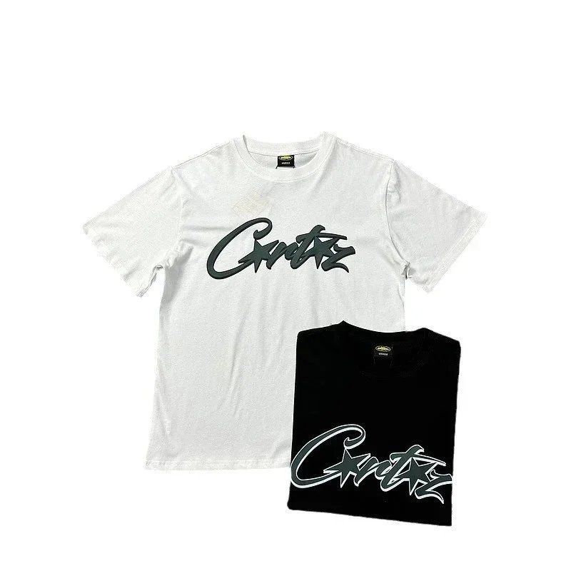 Corteiz White Black Script Logo Graphic T-Shirt