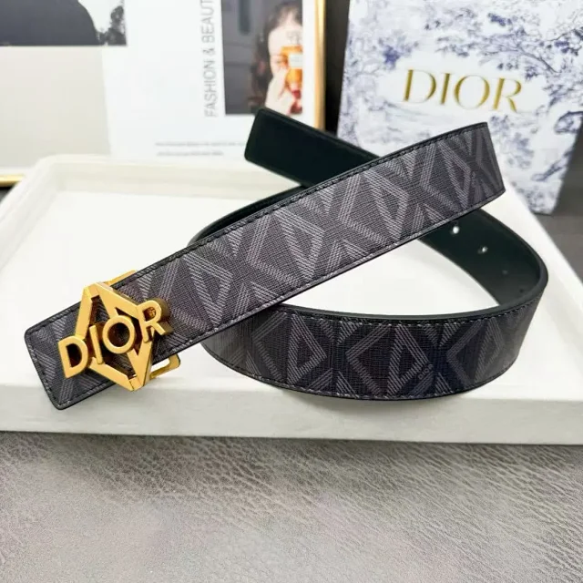 Dior Belts Oblique-pattern belt with logo buckle product detail image 2
