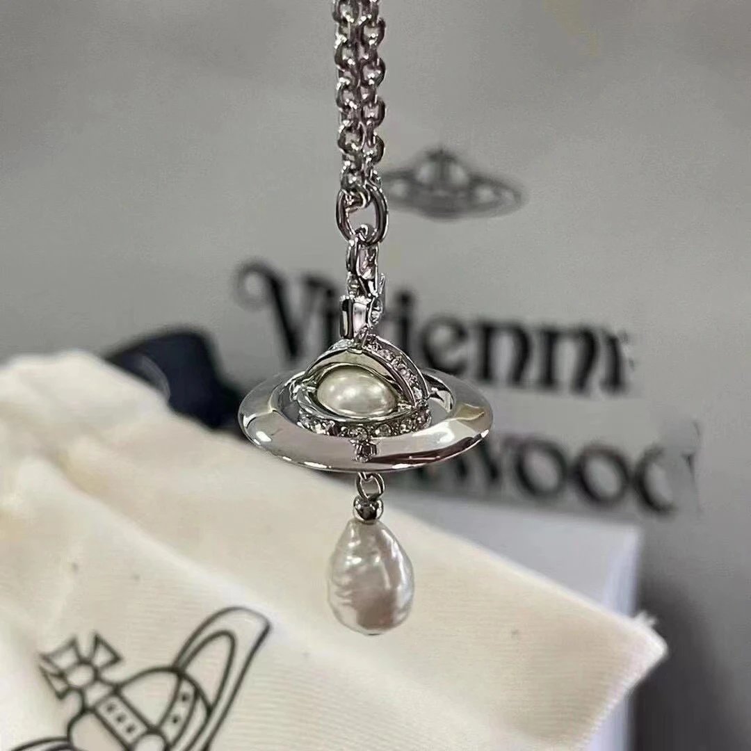 Vivienne Westwood Orb Silver White Pearl Pendant Necklace
