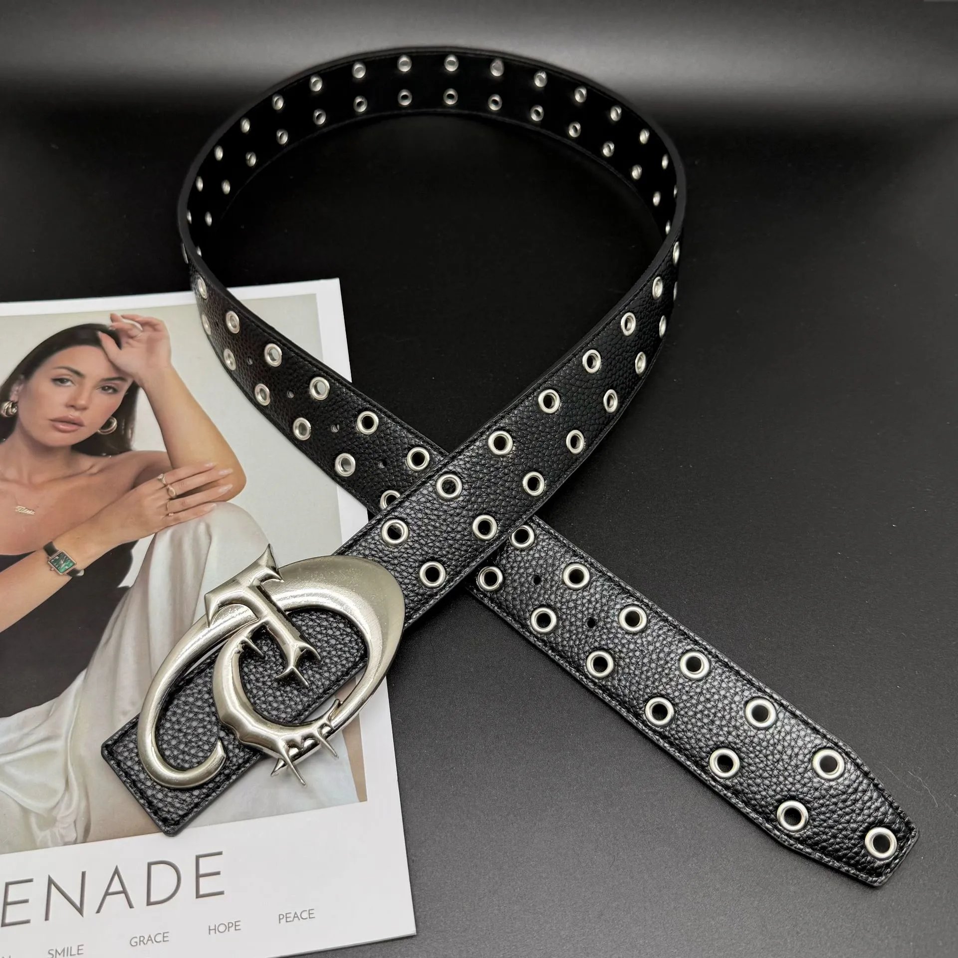Unbranded Belts Grommet Belt with Decorative Metal Buckle — 2