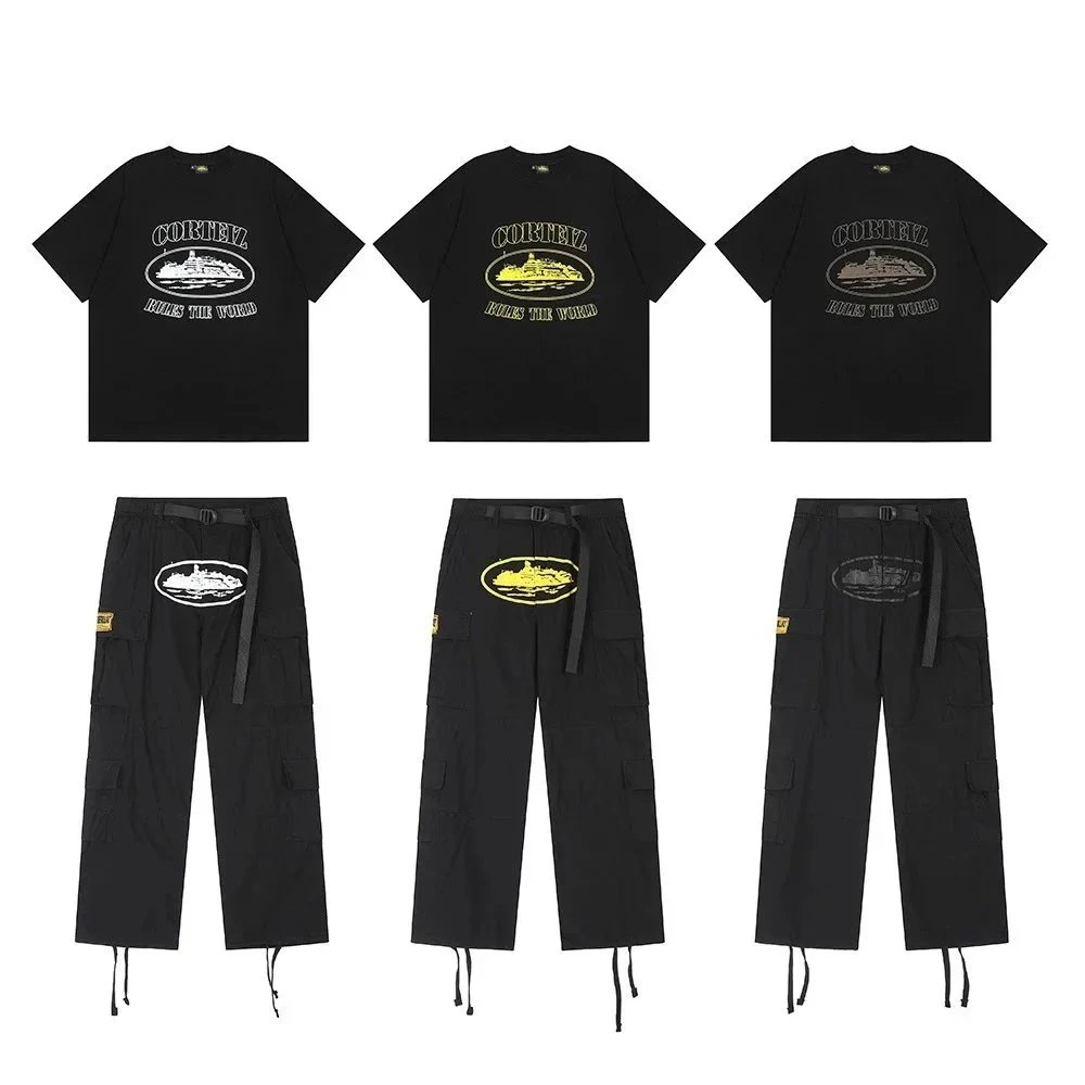 Corteiz Black Graphic Print T-Shirt And Cargo Pants Set