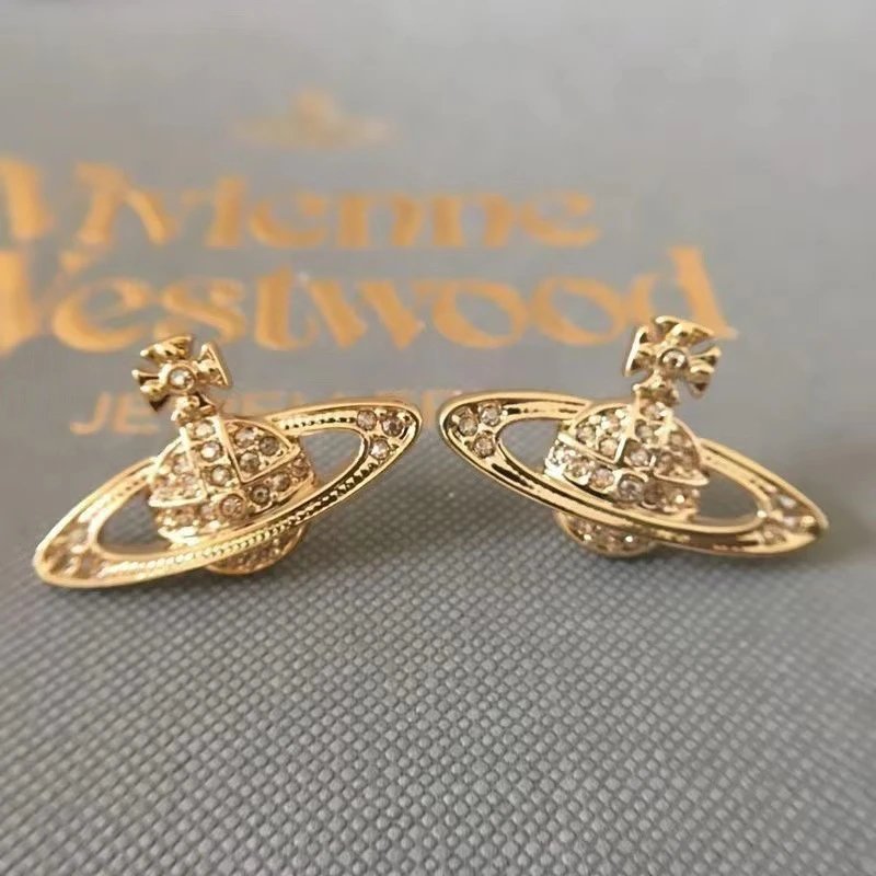 Vivienne Westwood Orb Silver Crystal Punk Earrings