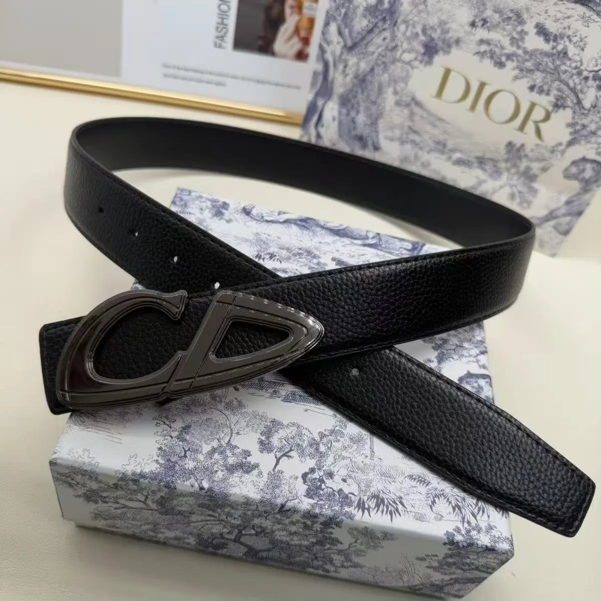 Dior Belts CD Buckle Grained Leather Belt image 3
