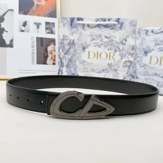 Dior Belts CD Buckle Grained Leather Belt product detail image 6