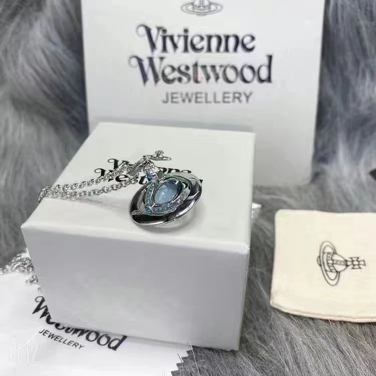 Vivienne Westwood Orb Blue Crystal Pendant Necklace