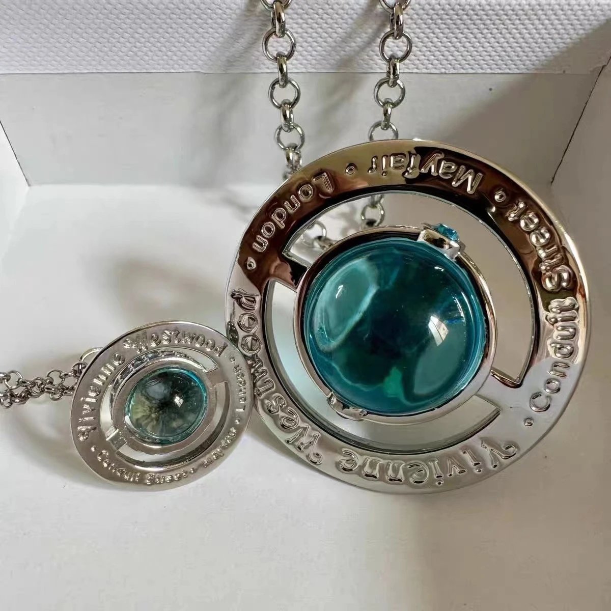 Vivienne Westwood Orb Blue Crystal Pendant Necklace