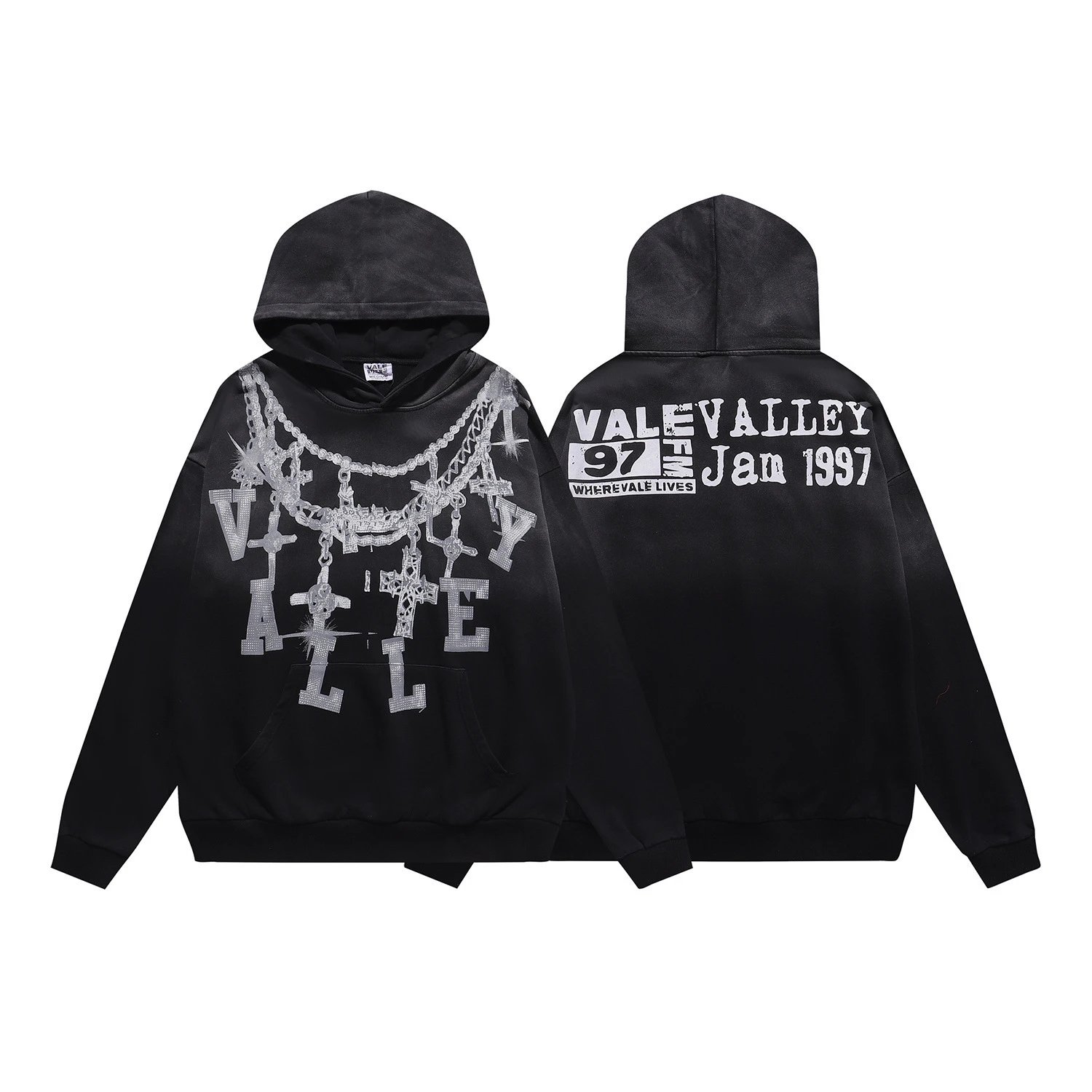 Valley 97 Black Graphic Hooded Sweatshirt