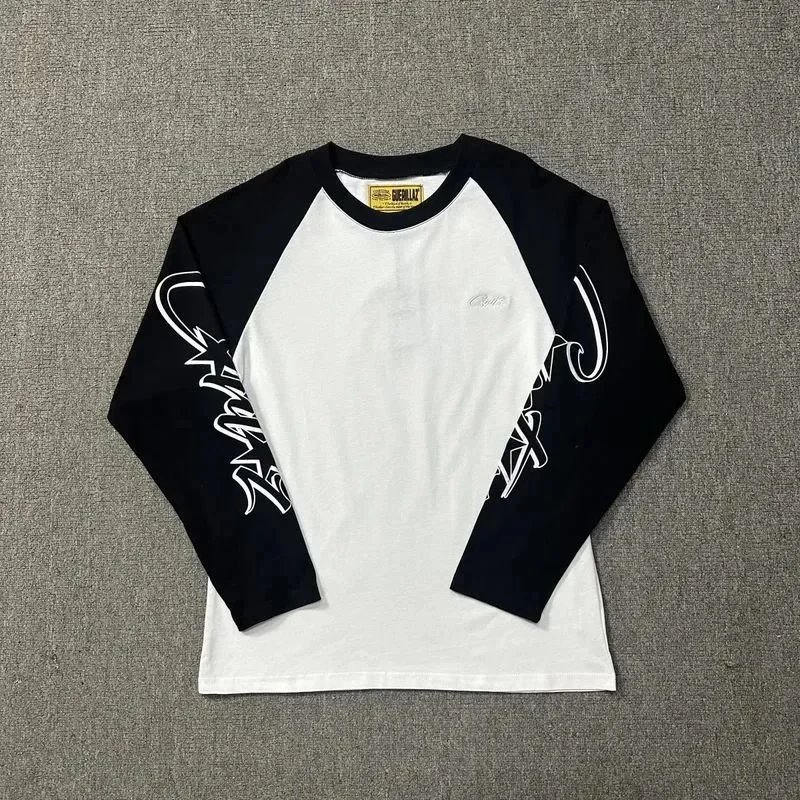 Sicilly Raglan Sleeve White Olive Green Streetwear Long Sleeve T-Shirt