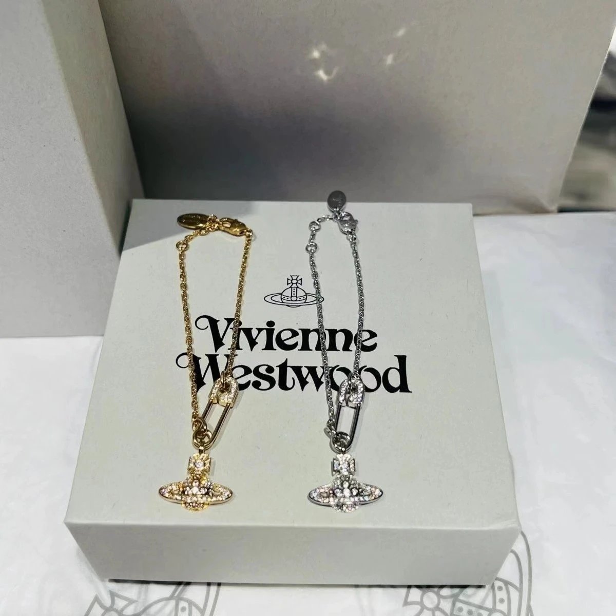 Vivienne Westwood Silver Orb Safety Pin Necklace
