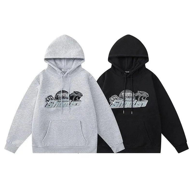 Graphic Hooded Sweatshirt And Jogger Set Gray Black Streetwear