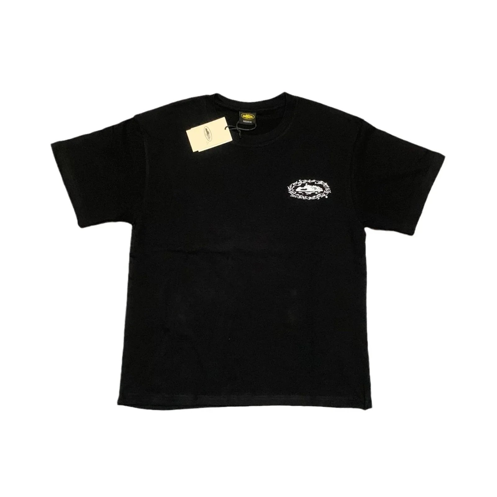 Graphic Print White Black Short Sleeve Crew Neck T-Shirt