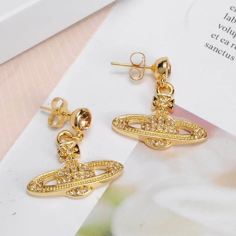 Vivienne Westwood Orb Silver Crystal Dangle Earrings