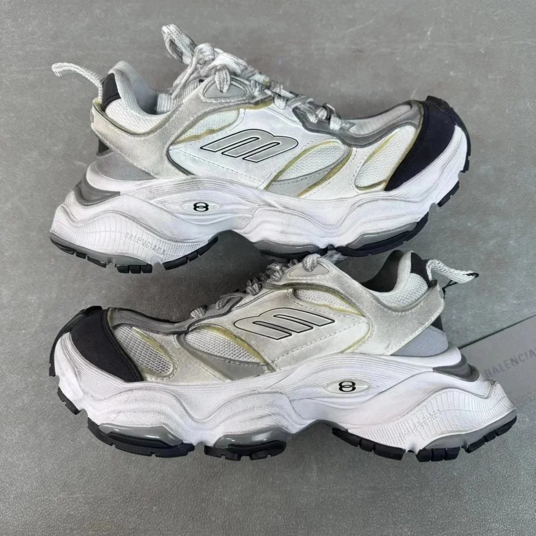 Balenciaga Track 8 White Silver Blue Chunky Sneakers