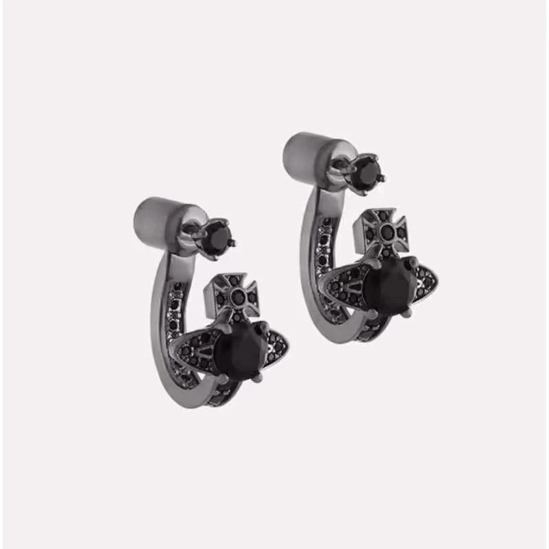 Vivienne Westwood Silver Crystal Orb Hoop Earrings