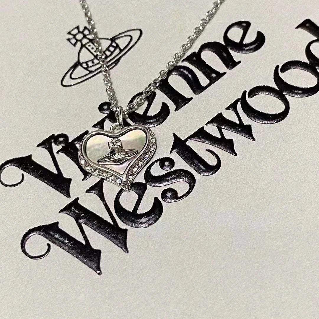Vivienne Westwood Heart Mother Of Pearl Pendant Necklace