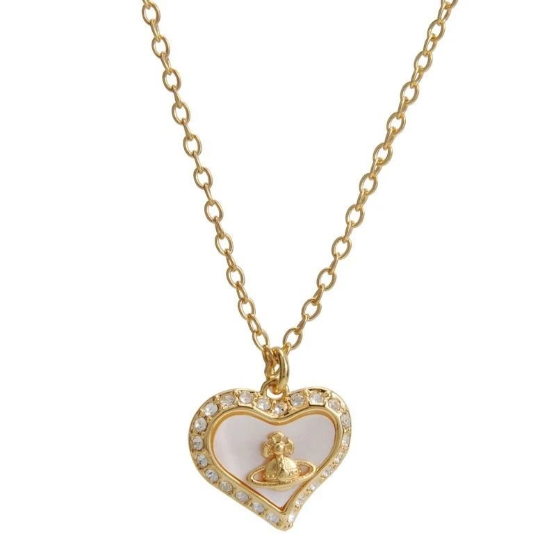 Vivienne Westwood Heart Mother Of Pearl Pendant Necklace