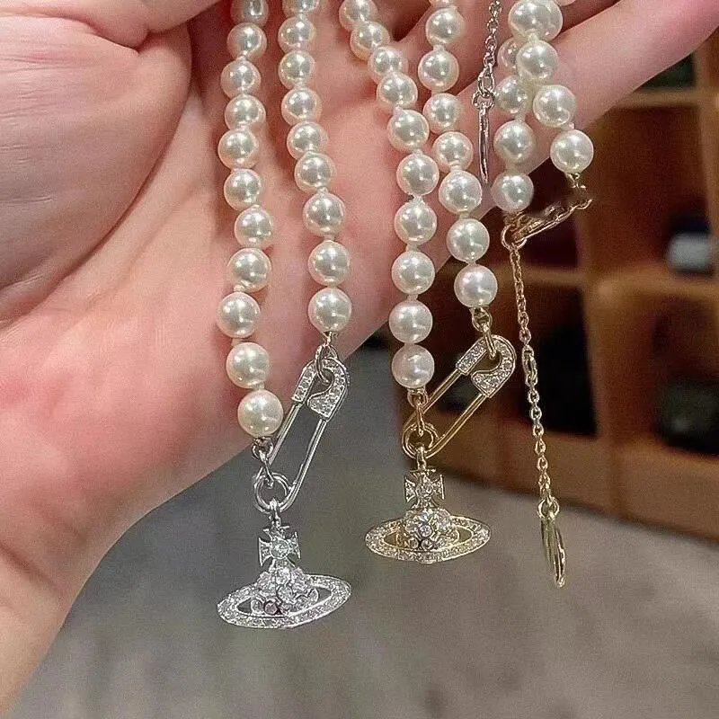 Vivienne Westwood Pearl Orb Pendant Necklace Silver