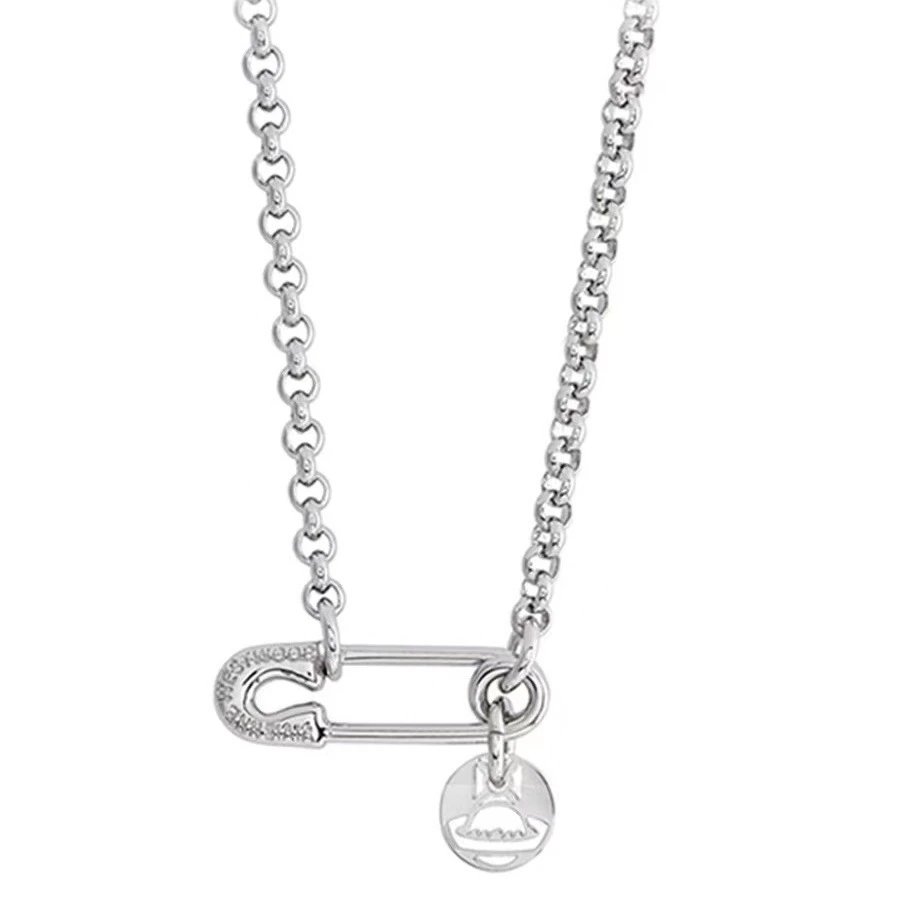 Vivienne Westwood Orb Silver Safety Pin Necklace