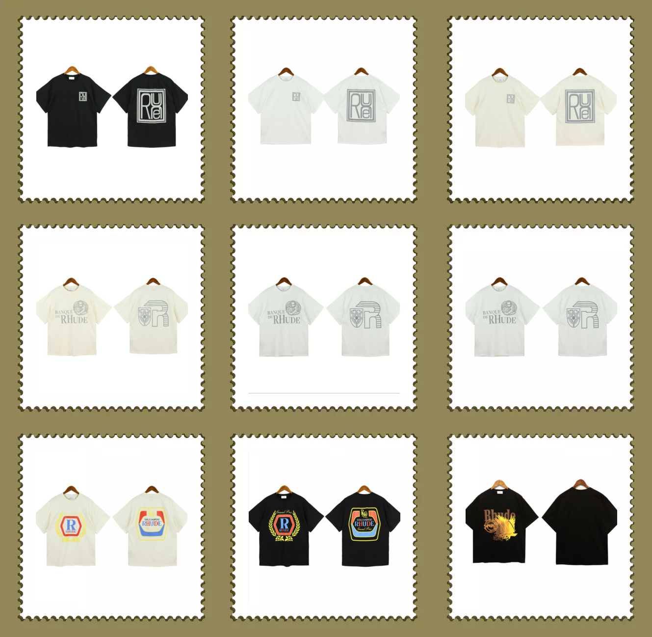 Rhude Graphic Print White Black Casual T-Shirt