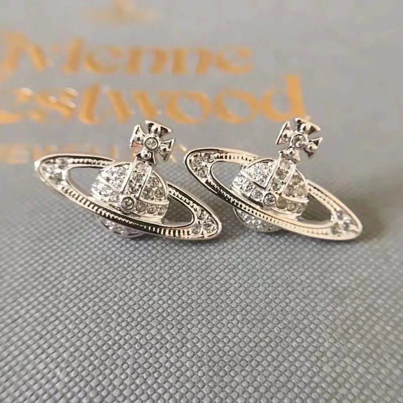 Vivienne Westwood Orb Silver Crystal Punk Earrings
