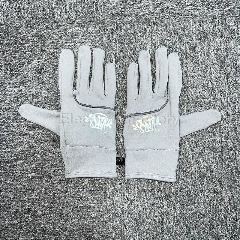 Graffiti Print Gray Touchscreen Cycling Gloves