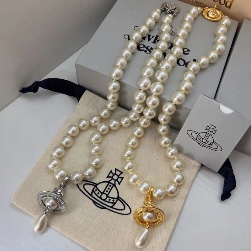 Vivienne Westwood Pearl Gold Orb Pendant Necklace