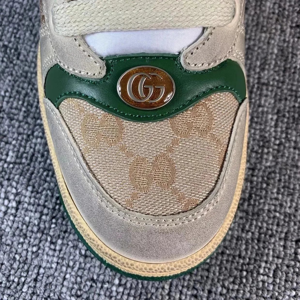 Gucci Ace Beige Green Red Web Striped Sneakers
