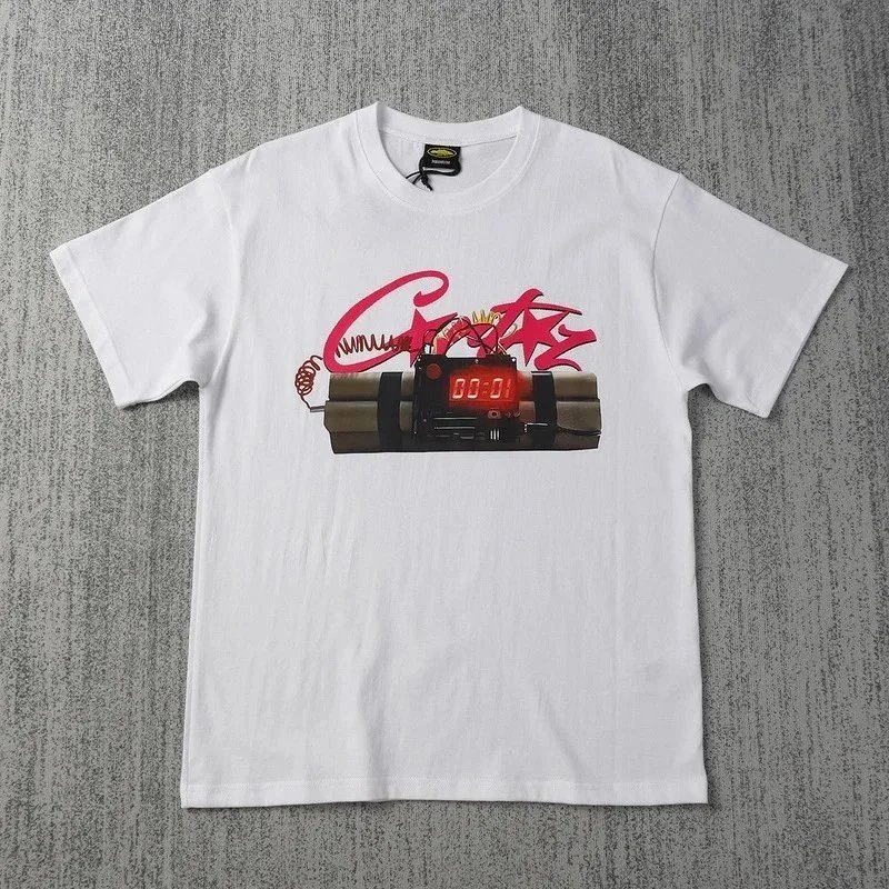 Cotton T-Shirt White Graphic Bomb Print Streetwear