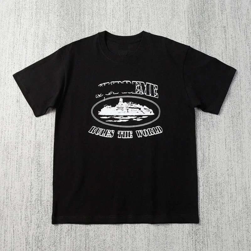 Supreme Cruise Ship Graphic White Tee and Black Quote Print T-Shirt